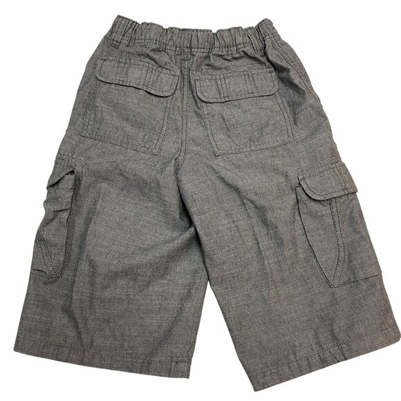 Boys Gray Cargo Shorts Size 12 With Elastic Waist & Button Closure - Picture 2 of 11